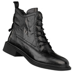 Skórzane botki trzewiki damskie Venezia V442-00816-01BLA czarne ocieplone