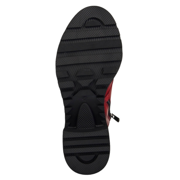 Czerwone Botki skórzne damskie Artiker 53C1123 red zimowe