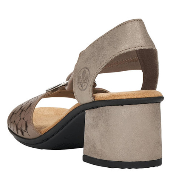 Wsuwane Sandały na klocku damskie Rieker 64677-64 beige beżowe
