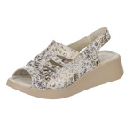 Sandały na platformie skórzane damskie Axel 2527 beżowe wsuwane 