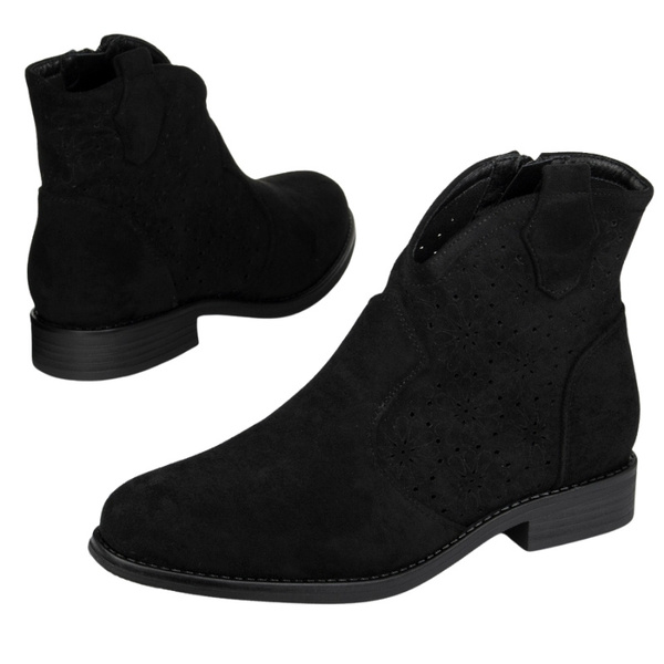 Botki kowbojki zamszowe damskie S.Barski HY52-532 czarne