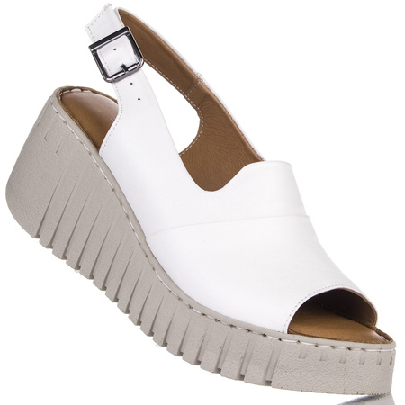 Sandały na platformie damskie Artiker 54C0786 białe skórzane