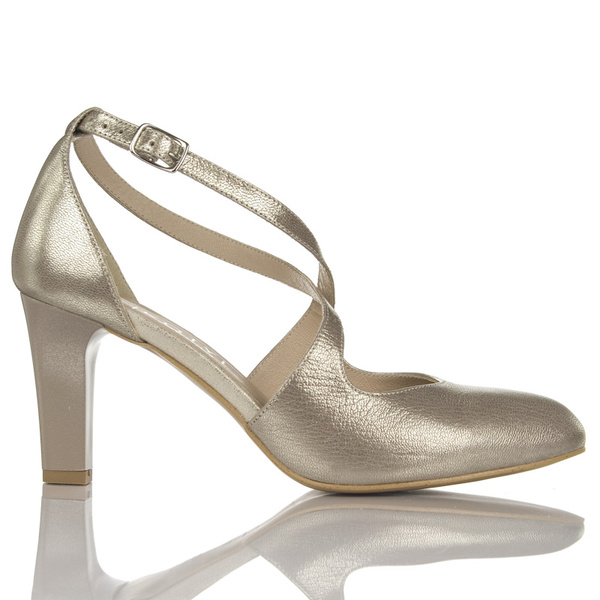 Złote sandałki skórzane Kotyl 7079 złoty ef buty taneczne damskie