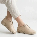 Skórzane półbuty na platformie T. Sokolski 4000 Beige beżowe wiązane