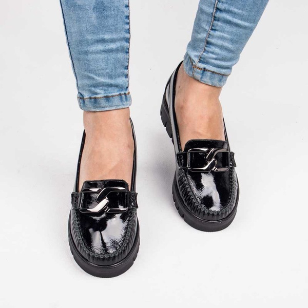 Mokasyny Lemar 10134 naplak czarny + cn
