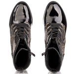 Botki na obcasie damskie Bioeco Arka 7795 czarne skórzane ocieplone