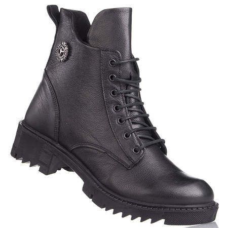 Skórzane Botki damskie T. SOKOLSKI SAR Z25-389 BLK czarne ocieplone