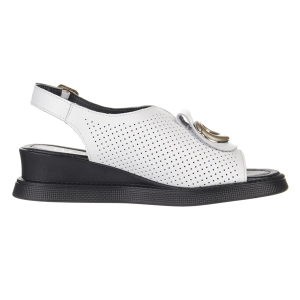 Sandały na koturnie damskie Filippo DS6873/25 WH białe skórzane