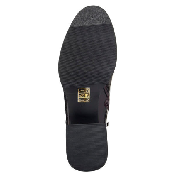 Eleganckie skórzane botki damskie Artiker 57C1119 bordowe ocieplone