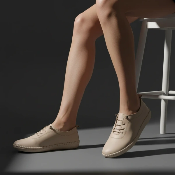 Beżowe półbuty skórzane T. Sokolski 2023 beige wiązane buty damskie