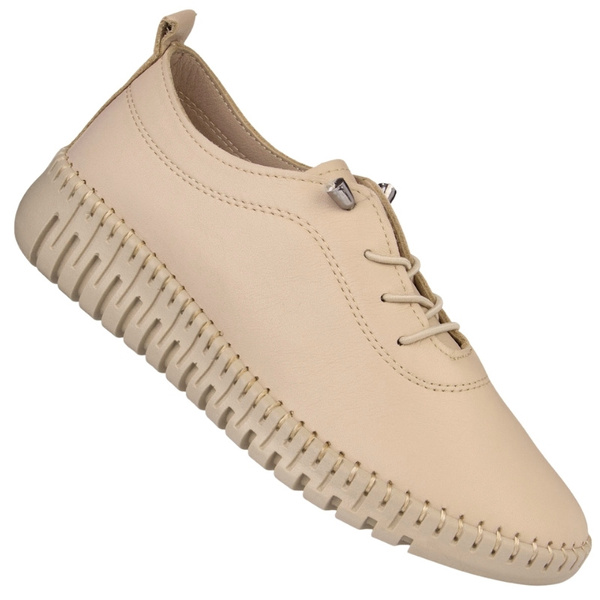 Skórzane półbuty na platformie T. Sokolski 4000 Beige beżowe wiązane