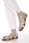 Złote płaskie sandałki damskie S. Barski 022 LT. GOLD casual