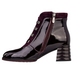 Lakierowane Botki damskie D&A S.Barski CR52-696 WINE bordowe skórzane
