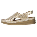 Skórzane Sandały damskie Maciejka L4494-25 złote na platformie