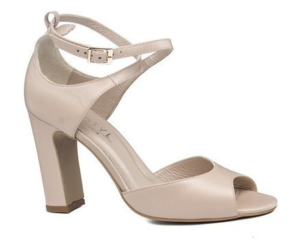 Beżowe sandałki skórzane Kotyl 5915 beż lico buty taneczne