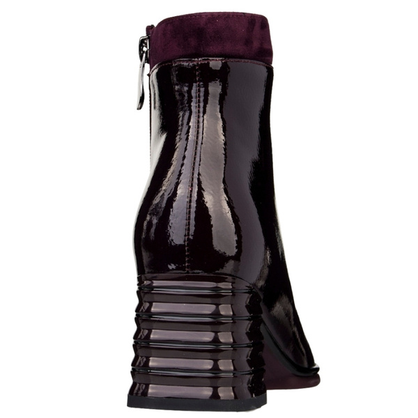 Lakierowane Botki damskie D&A S.Barski CR52-696 WINE bordowe skórzane