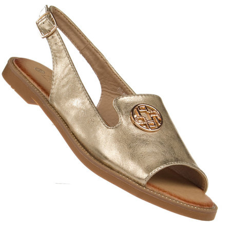 Sandały damskie płaskie Filippo DS3666 GO złote z ozdobą