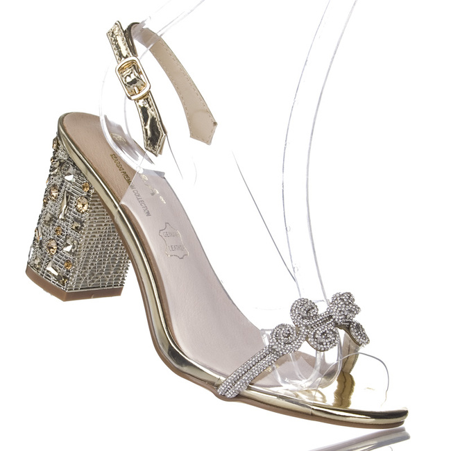 Sandałki na słupku silikonowe transparentne S.Barski MR51-705 gold