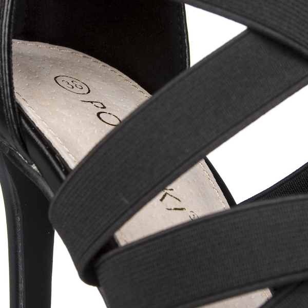 Sandały na szpilce Potocki 20016BK czarne