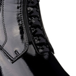 Lakierowane Botki z ozdobami D&A S.Barski MR52-108 czarne skórzane