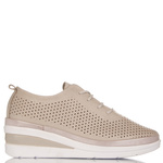 Ażurowe półbuty na koturnie T. Sokolski AMI W26-150 SGREY szare skórzane