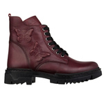 Bordowe botki na grubej podeszwie Artiker 57C2297 skórzane ocieplone