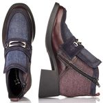 Botki damskie Maciejka 06747-23 bordo granat skórzane wygodne zimowe