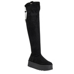 Czarne Kozaki damskie Big Star SS274264 za kolano elastyczne na platformie