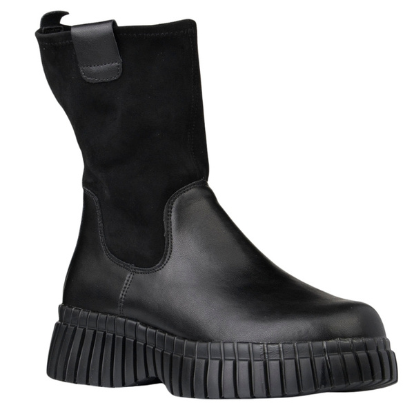 Czarne botki damskie Filippo DBT7163/25 BK skórzane ze stretchem