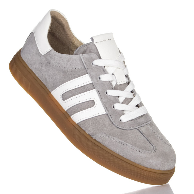 Szare sneakersy damskie Filippo DP6742/25 GR buty sportowe skórzane