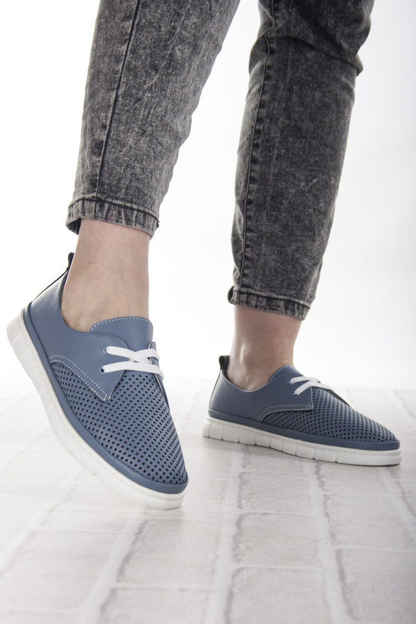 Niebieskie półbuty ażurowe damskie T. SOKOLSKI W25-645 blue skórzane