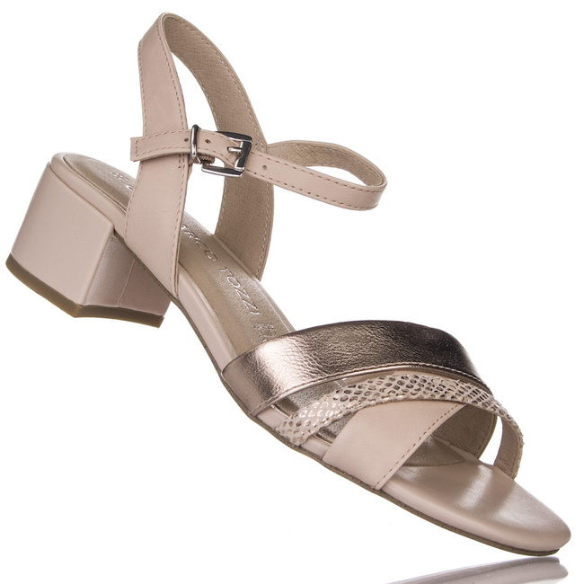 Sandały na klocku Marco Tozzi 28210-44 powder comb beżowe