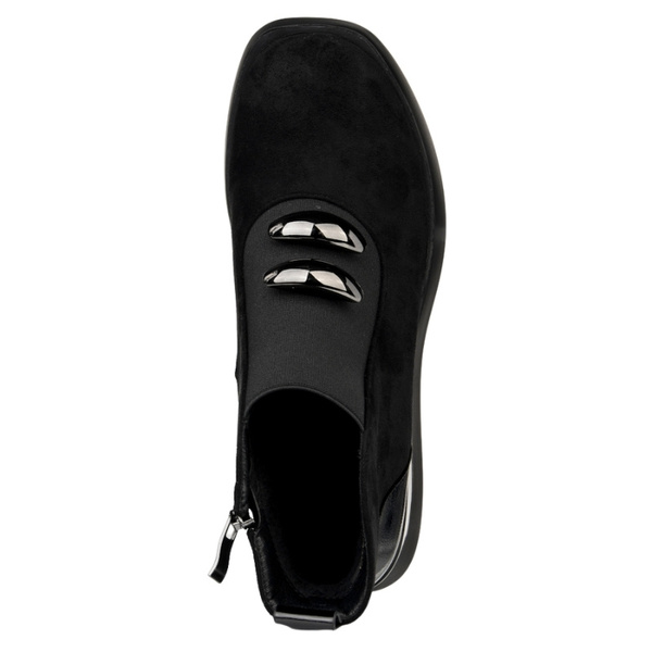 Zamszowe Botki damskie na koturnie D&A S.Barski MR52-106 czarne