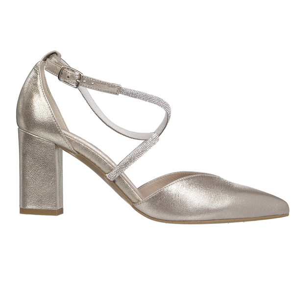 Złote czółenka damskie Kotyl 3739 złoty ef skórzane buty ślubne