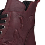 Bordowe botki na grubej podeszwie Artiker 57C2297 skórzane ocieplone