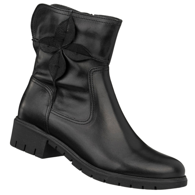 Skórzane Botki damskie Bioeco Arka 7969 czarne eleganckie ocieplone