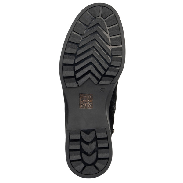 Skórzane Botki damskie na koturnie T.Sokolski CF 69 BLK Z czarne