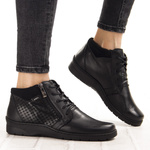 Skórzane botki damskie Axel 4513 czarne tęgość H na haluksy