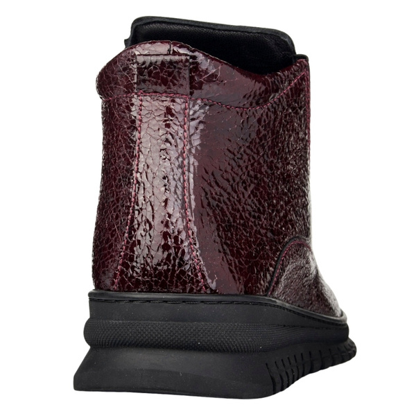 Lakierowane Botki na zamek damskie Artiker 57C2165 bordowe skórzane