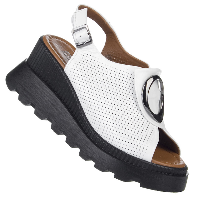 Sandały na platformie damskie Artiker 56C0110 białe skórzane