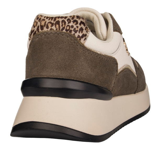 Sneakersy sportowe na platformie damskie Filippo DP7103 WH BR skórzane