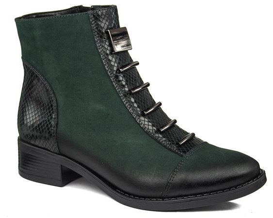 Botki damskie Contes 457 S zielony zmija