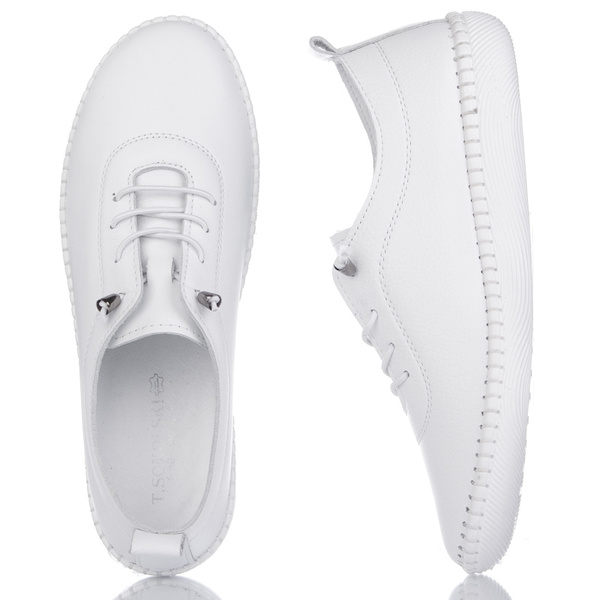 Białe półbuty skórzane T. Sokolski 2023 wht wiązane buty damskie