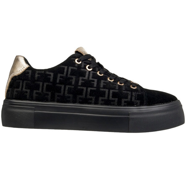 Czarne sneakersy na platformie damskie Filippo 6850/25 skórzane zamszowe