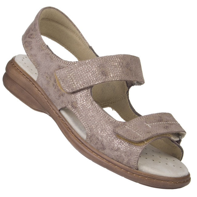 Beżowe Sandały Axel 2154 beż tęgość H szerokie skórzane na haluksy