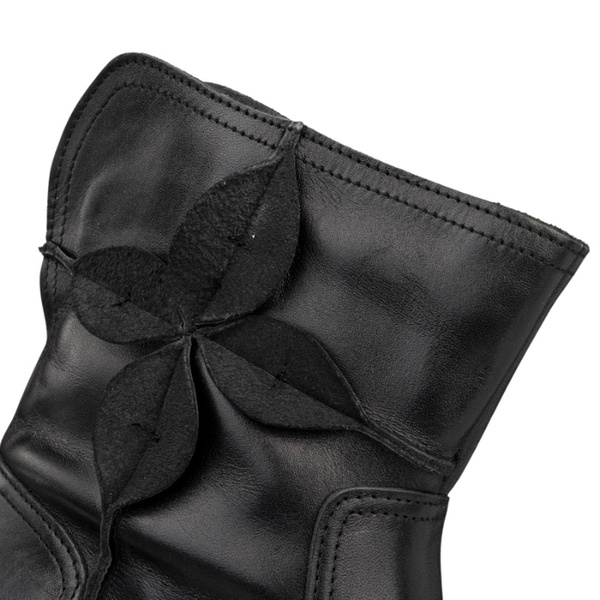 Skórzane Botki damskie Bioeco Arka 7969 czarne eleganckie ocieplone