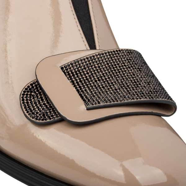 Botki lakierowane damskie Artiker 57C1035 beżowe skórzane ocieplone