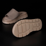 Polskie skórzane klapki damskie Lemar 40442 BF. Taupe beżowe wygodne