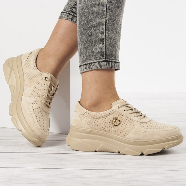Sneakersy Filippo DP2138 BE beżowe skórzane