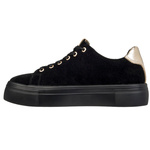 Czarne sneakersy na platformie damskie Filippo 6850/25 skórzane zamszowe